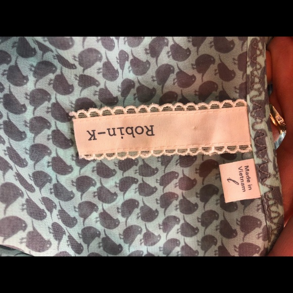 Robin-K Semi-Sheer Robin / Bird Print Ruffle Top - Picture 7 of 9